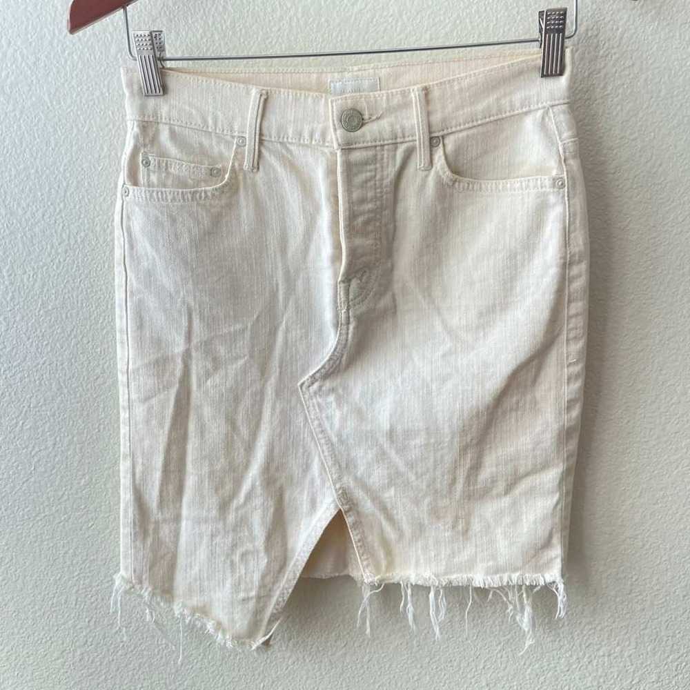 Mother Denim The Tomcat Slide Mini Fray Skirt Act Natural Off-White Size 24